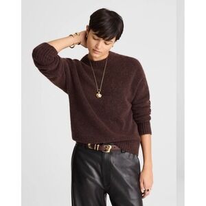 Madewell NWT CloudSoft Drop-Shoulder Crewneck Sweater Dark Umber Brown Large
